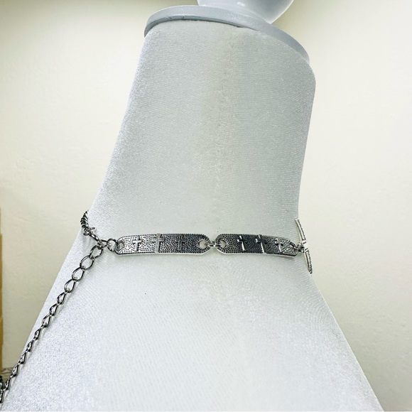 Silver Cross Choker Necklace - Picture 2 of 4